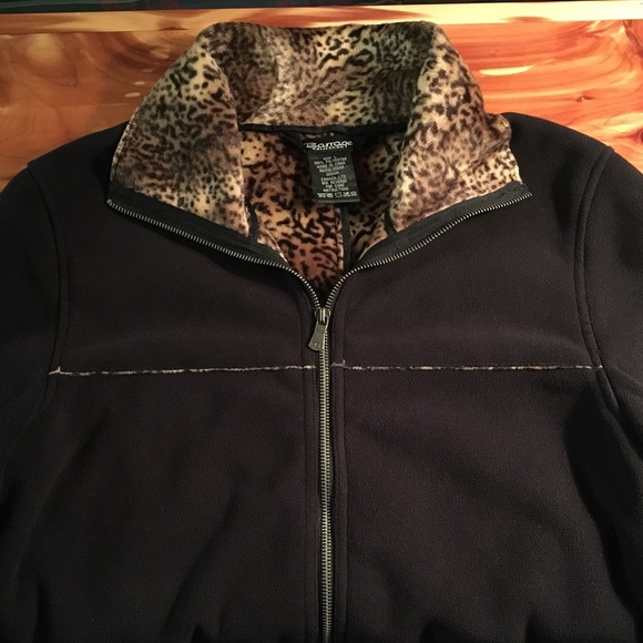 Vintage 90's Zip Up Black Leopard Trim Soft Jacket - Picture 6 of 12